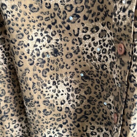 Quacker Factory leopard print cotton blouse tunic size XL NEW - Picture 3 of 5